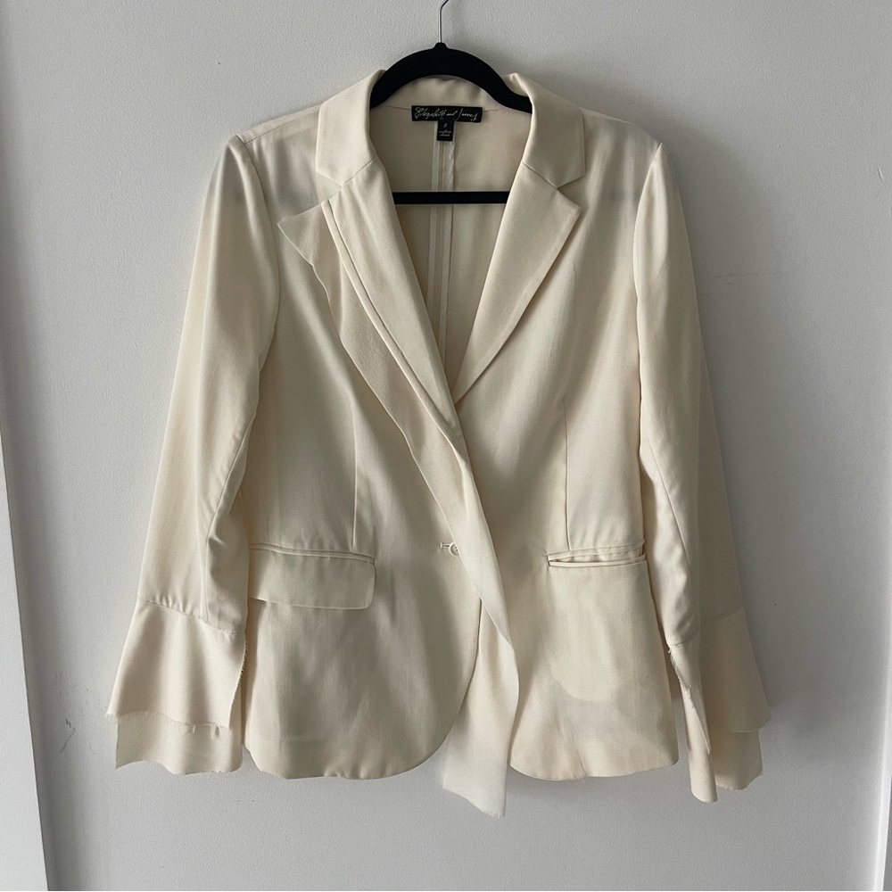 Elizabeth and James Cream White Silk and Wool Blazer Size 8